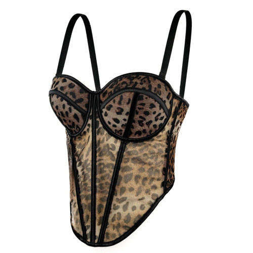 Leopard-Print Lace Women's Camisole Tops