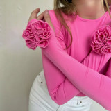 3D Floral Long Sleeve T-Shirt