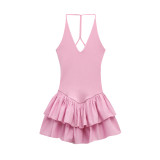 Spliced Halter Neck Mini Dress