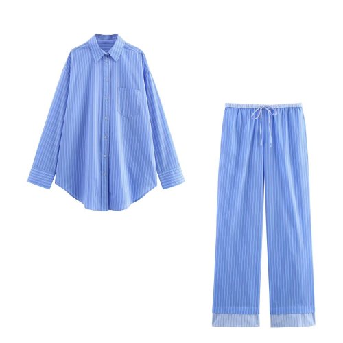Relaxed Fit Striped Shirt and Pants Set