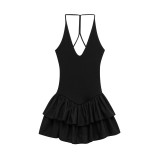 Spliced Halter Neck Mini Dress