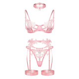 Ihoov Embroidered Sheer Lace Girl's Fashion Bra Set
