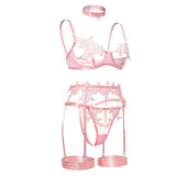 Ihoov Embroidered Sheer Lace Girl's Fashion Bra Set