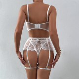 Ihoov Lace Sheer Pearl Handmade Bow Lingerie Set