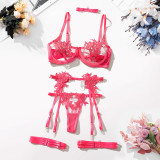 Ihoov Embroidered Sheer Lace Girl's Fashion Bra Set