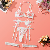 Ihoov Embroidered Sheer Lace Girl's Fashion Bra Set