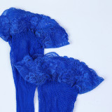 Ihoov Blue Midnight Seductive Cross-Lace Bodysuit