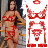 Ihoov Embroidered Sheer Lace Girl's Fashion Bra Set