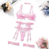 Ihoov Embroidered Sheer Lace Girl's Fashion Bra Set