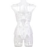 Ihoov Lace Sheer Pearl Handmade Bow Lingerie Set