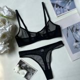 Ihoov Sexy Leopard Print French Lace Bra & Sheer Mesh Lingerie Set