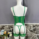 Ihoov Elegant Three-Piece Lace & Mesh Erotic Lingerie Set