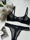 Ihoov Sexy Leopard Print French Lace Bra & Sheer Mesh Lingerie Set