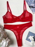 Ihoov Sexy Leopard Print French Lace Bra & Sheer Mesh Lingerie Set