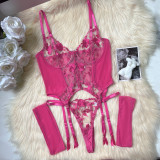 Ihoov Elegant Three-Piece Lace & Mesh Erotic Lingerie Set