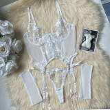 Ihoov Elegant Three-Piece Lace & Mesh Erotic Lingerie Set