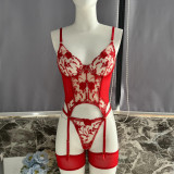 Ihoov Elegant Three-Piece Lace & Mesh Erotic Lingerie Set