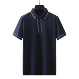 Men's Short Sleeve Polo Shirt with Contrast Color Block and Buttons