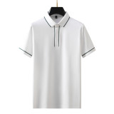 Men's Short Sleeve Polo Shirt with Contrast Color Block and Buttons