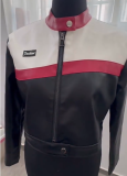 Color-Block Cropped Biker Flight Jacket for Women