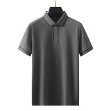 Men's Short Sleeve Polo Shirt with Contrast Color Block and Buttons