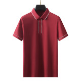 Men's Short Sleeve Polo Shirt with Contrast Color Block and Buttons