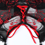 Ihoov Floral Embroidered Cross-Strap Sexy Lingerie Three-Piece Set