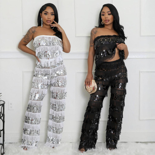 IHOOV Sexy Tube Top and Wide-Leg Pants Two-Piece Set
