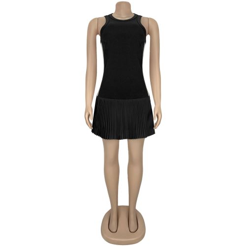 IHOOV Elegant Sleeveless Pleated Mini Skirt