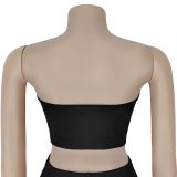 IHOOV Sexy Tube Top & Metal Buckle Wide-Leg Pants Set