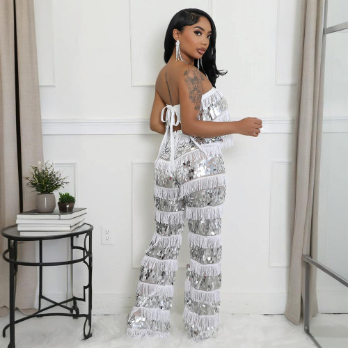 IHOOV Sexy Tube Top and Wide-Leg Pants Two-Piece Set