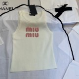 Lettered Needle Threaded Ribbed Knit Tank Top