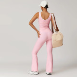 Vibrant Color-Blocked Flared Yoga & Running Pants Set
