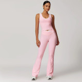 Vibrant Color-Blocked Flared Yoga & Running Pants Set