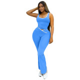 Vibrant Color-Blocked Flared Yoga & Running Pants Set