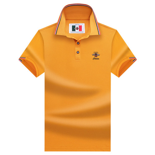 Trendy Men's Short Sleeve Polo Shirt with Embroidered Bee