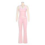 Vibrant Color-Blocked Flared Yoga & Running Pants Set