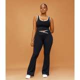 Vibrant Color-Blocked Flared Yoga & Running Pants Set