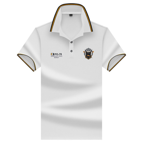 Solid Color Mesh Embroidered Polo Shirt for Men