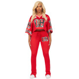 Chic V-Neck Mesh Pocket Tie-Waist Flared Two-Piece Set