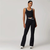 Vibrant Color-Blocked Flared Yoga & Running Pants Set