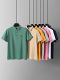 Trendy Men's Short Sleeve Polo Shirt with Embroidered Bee