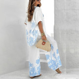 Casual Linen Cotton Short Sleeve Shirt & Long Pants Set