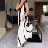 Reversible V-Neck Color-Block Casual Dress