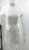 Slim Fit Pearl Embellished Round Neck Dress
