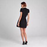 Slim Fit Pearl Embellished Round Neck Dress