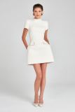 Slim Fit Pearl Embellished Round Neck Dress