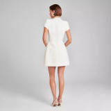 Slim Fit Pearl Embellished Round Neck Dress