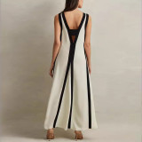 Reversible V-Neck Color-Block Casual Dress
