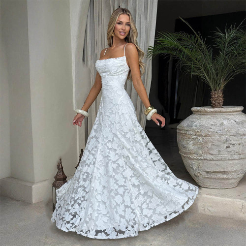 Chiffon Backless Evening Dress with Spaghetti Straps